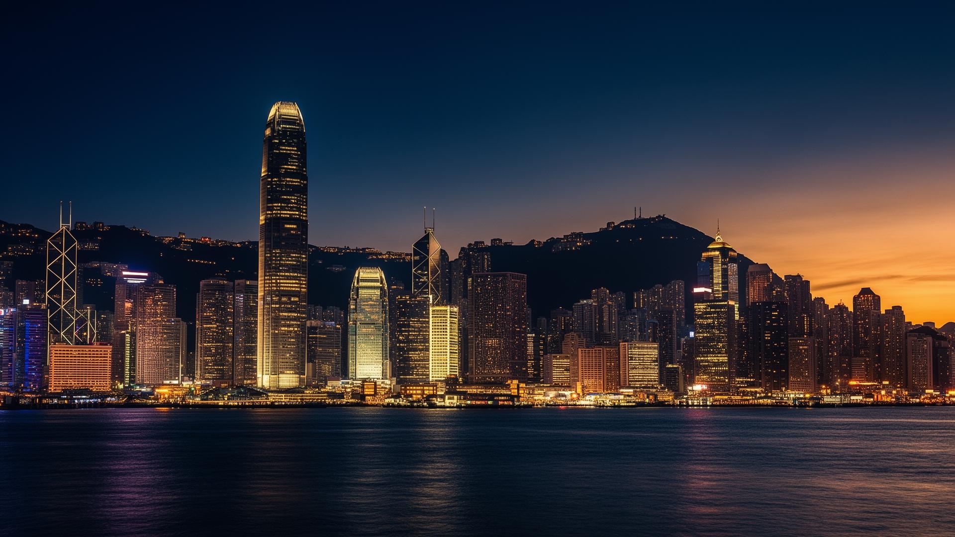Hong Kong Financial District Skyline